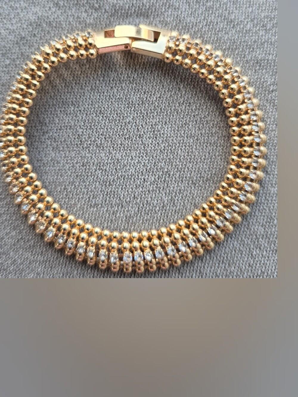 Gold Beaded Women’s Bracelet with Crystal Accents